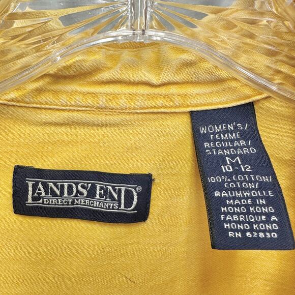 Lands End Yellow Sun Washed Button Up Shirt Women's Size Medium 10-12 - Picture 5 of 14